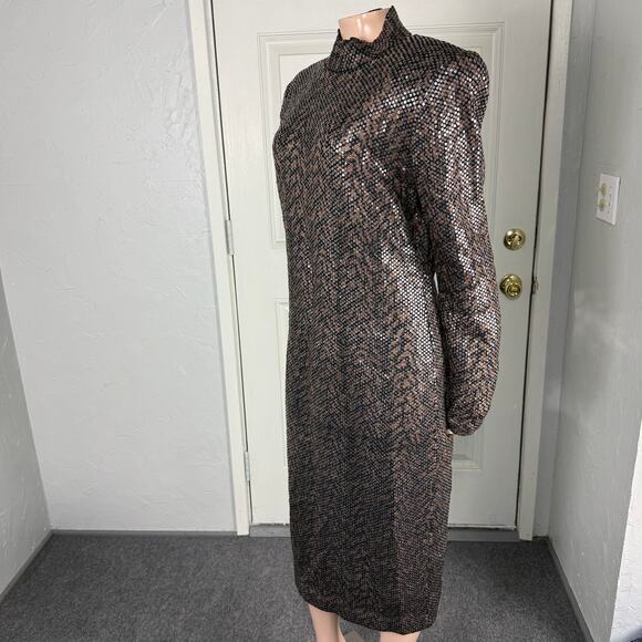 Vintage St. John Women's Dress 10 Shift Sequin Designer Wool Blend Shimmer S23 - Picture 3 of 8